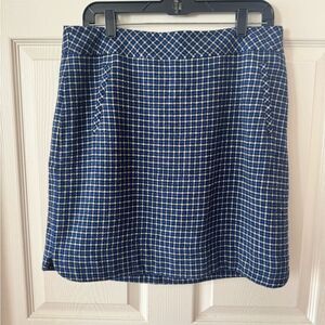 Talbots Blue Plaid Wool Blend A- Line Pencil Skirt 12P